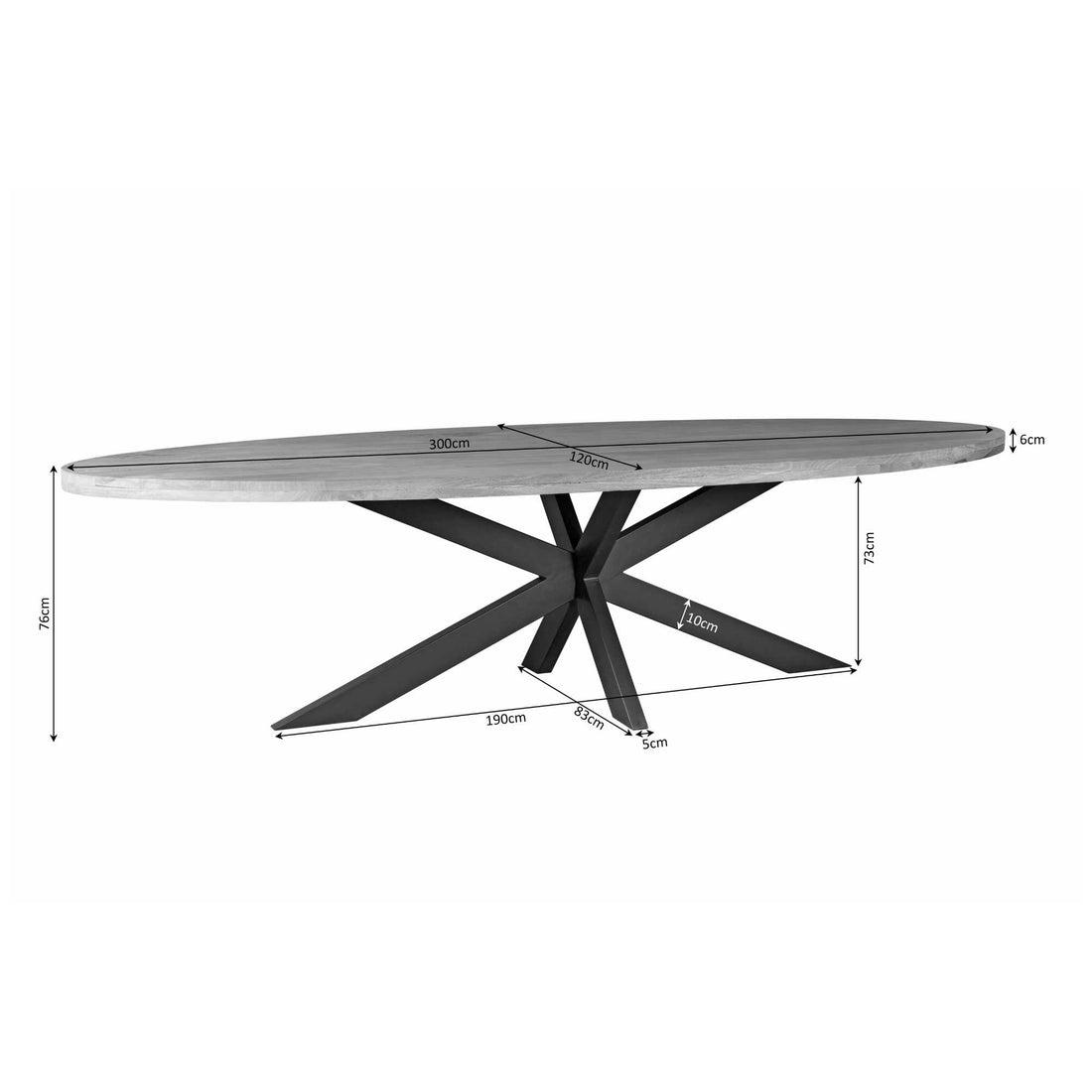 Eetkamertafel Denver | Ovaal | Mangohout | 300 cm