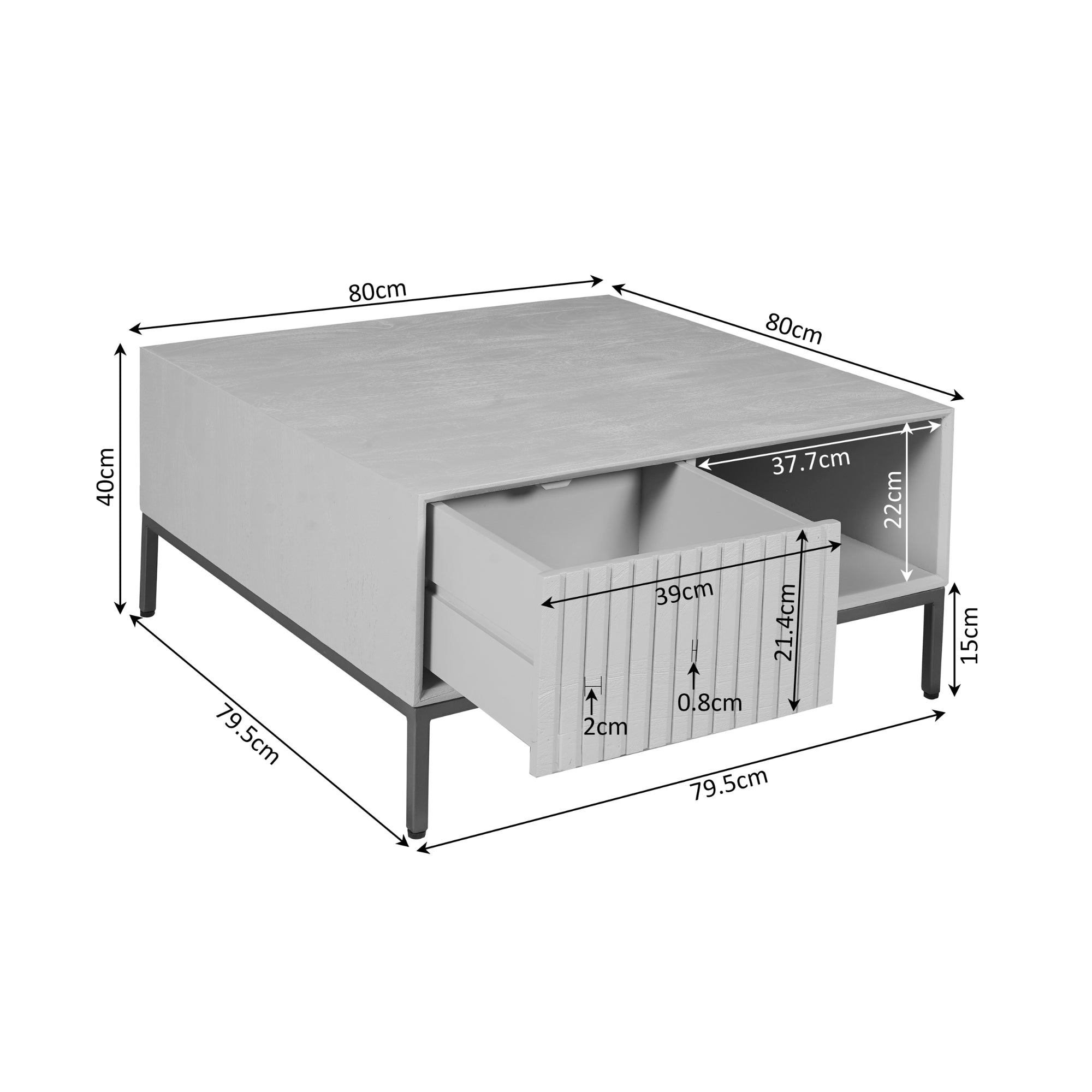 Salontafel Madison Brown | 80 cm | Vierkant