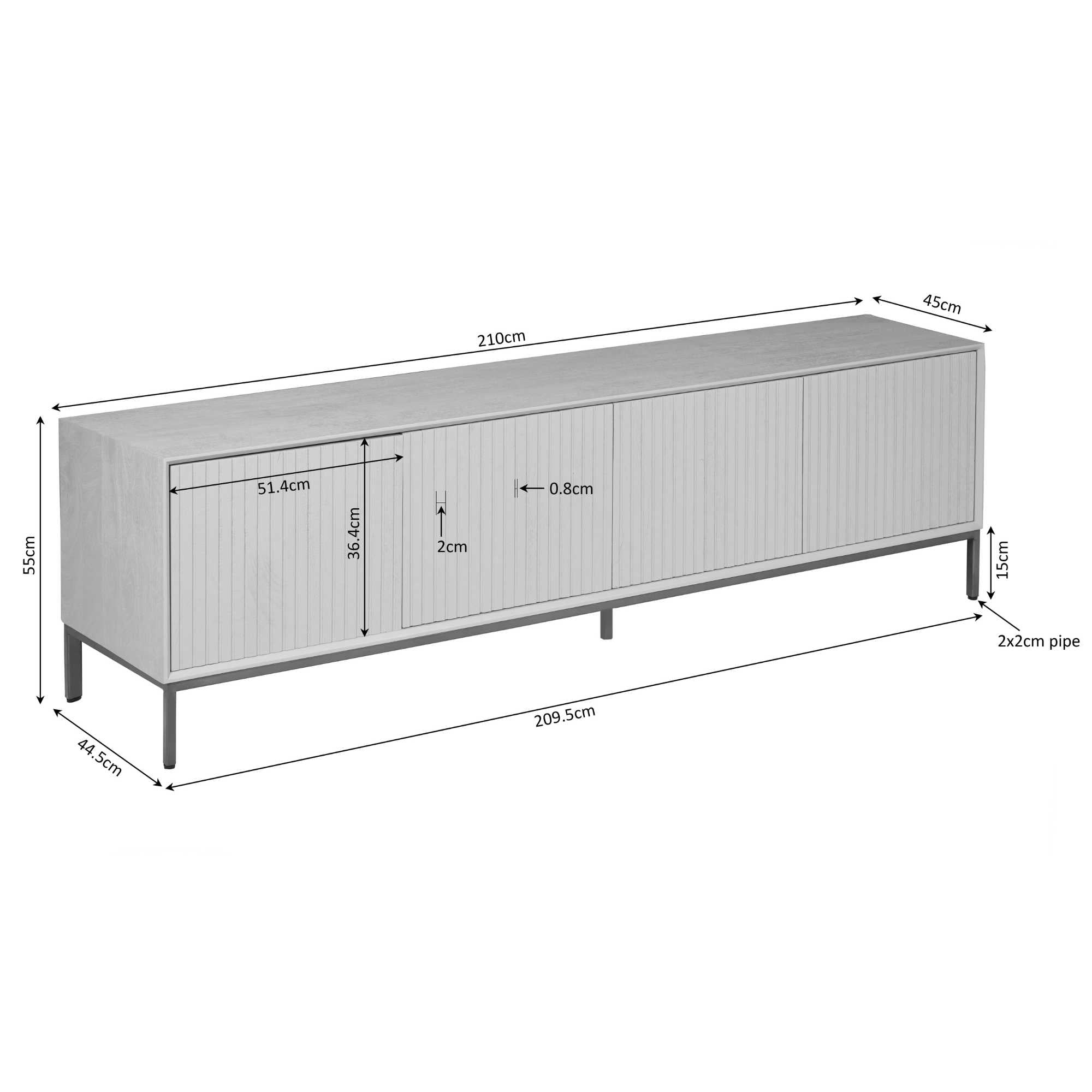 Tv meubel Madison Natural | 210 cm