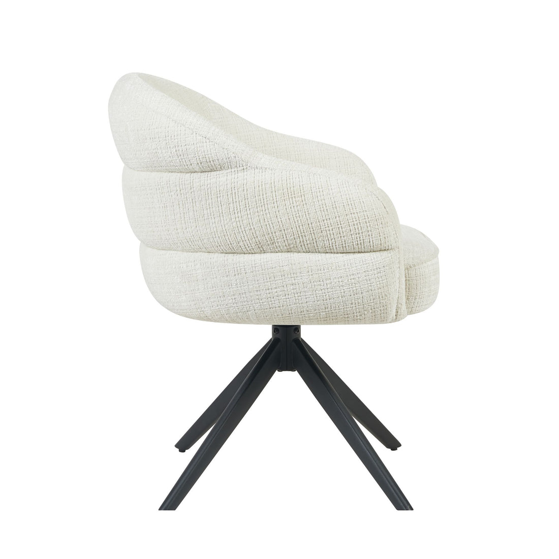 Eetkamerstoel Bella | Off White | Poot Black | Met armleuning