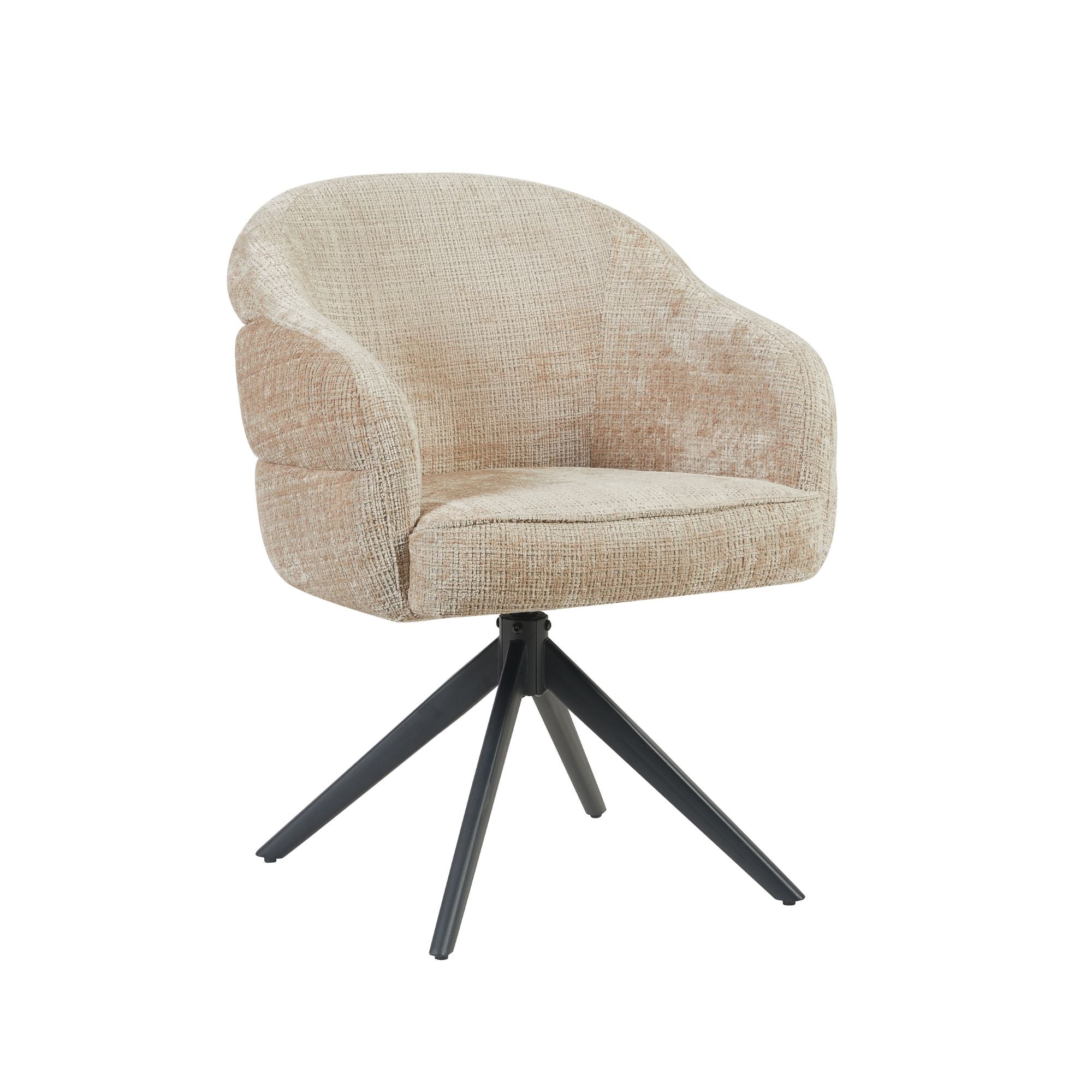 Eetkamerstoel Bella | Beige | Poot Black | Met armleuning