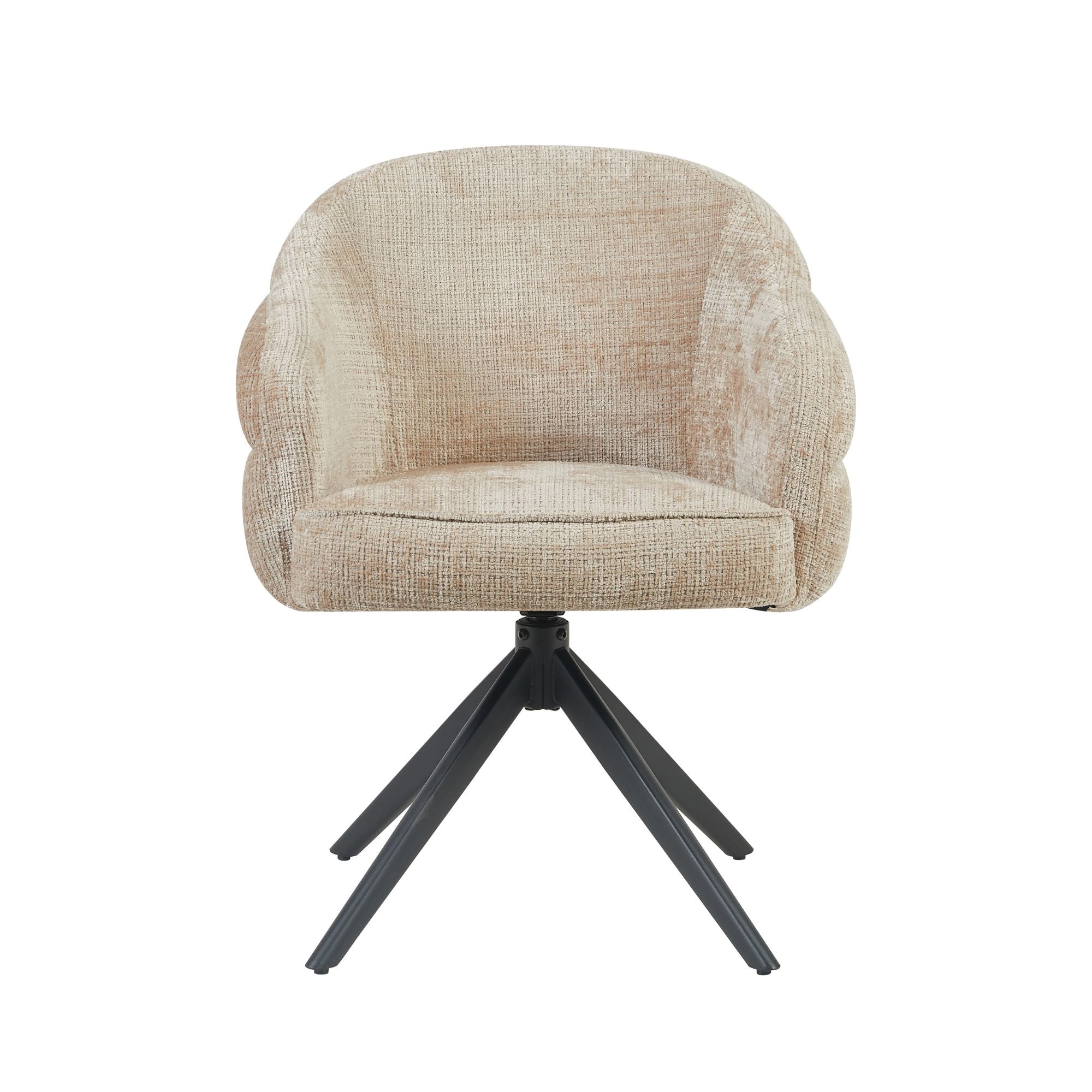 Eetkamerstoel Bella | Beige | Poot Black | Met armleuning