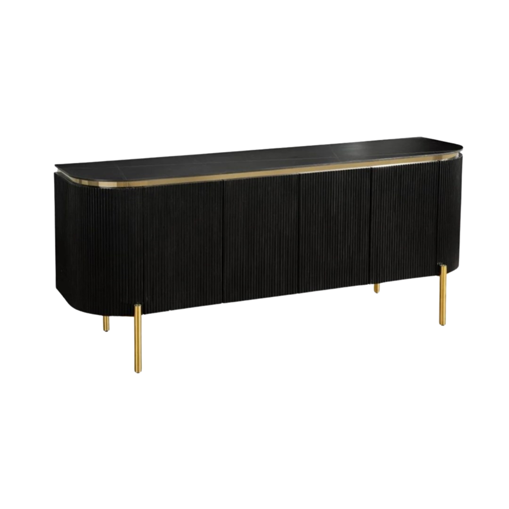 AQUA DRESSOIR BLACK/GOLD 190X50X80 BLACK/WHITE CERAMIC