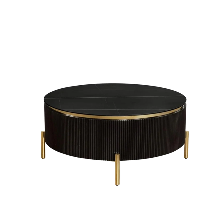 AQUA SALONTAFEL BLACK/GOLD 100 ROND BLACK/WHITE CERAMIC