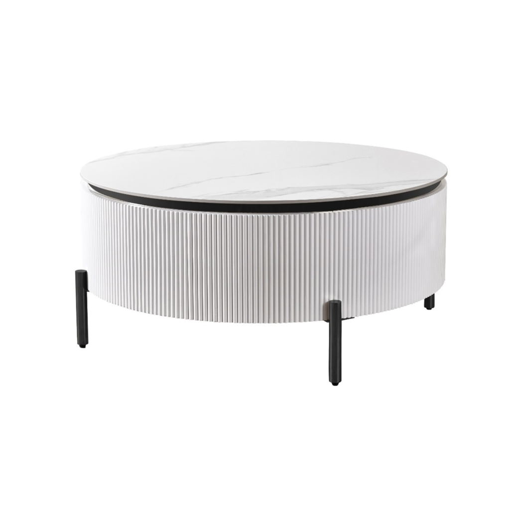 AQUA SALONTAFEL WHITE/BLACK 100 ROND WHITE CERAMIC