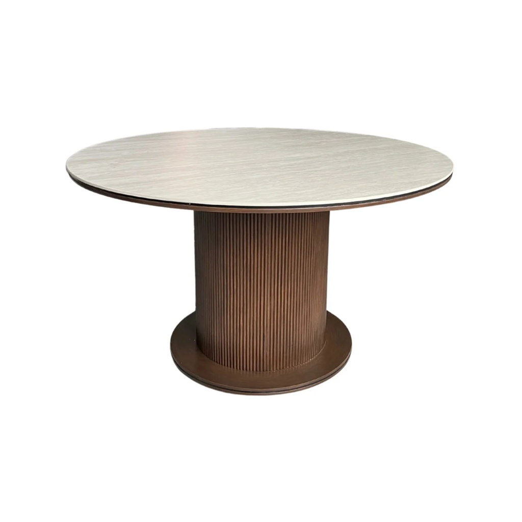 AQUA EETTAFEL BROWN 130 ROND BEIGE CERAMIC