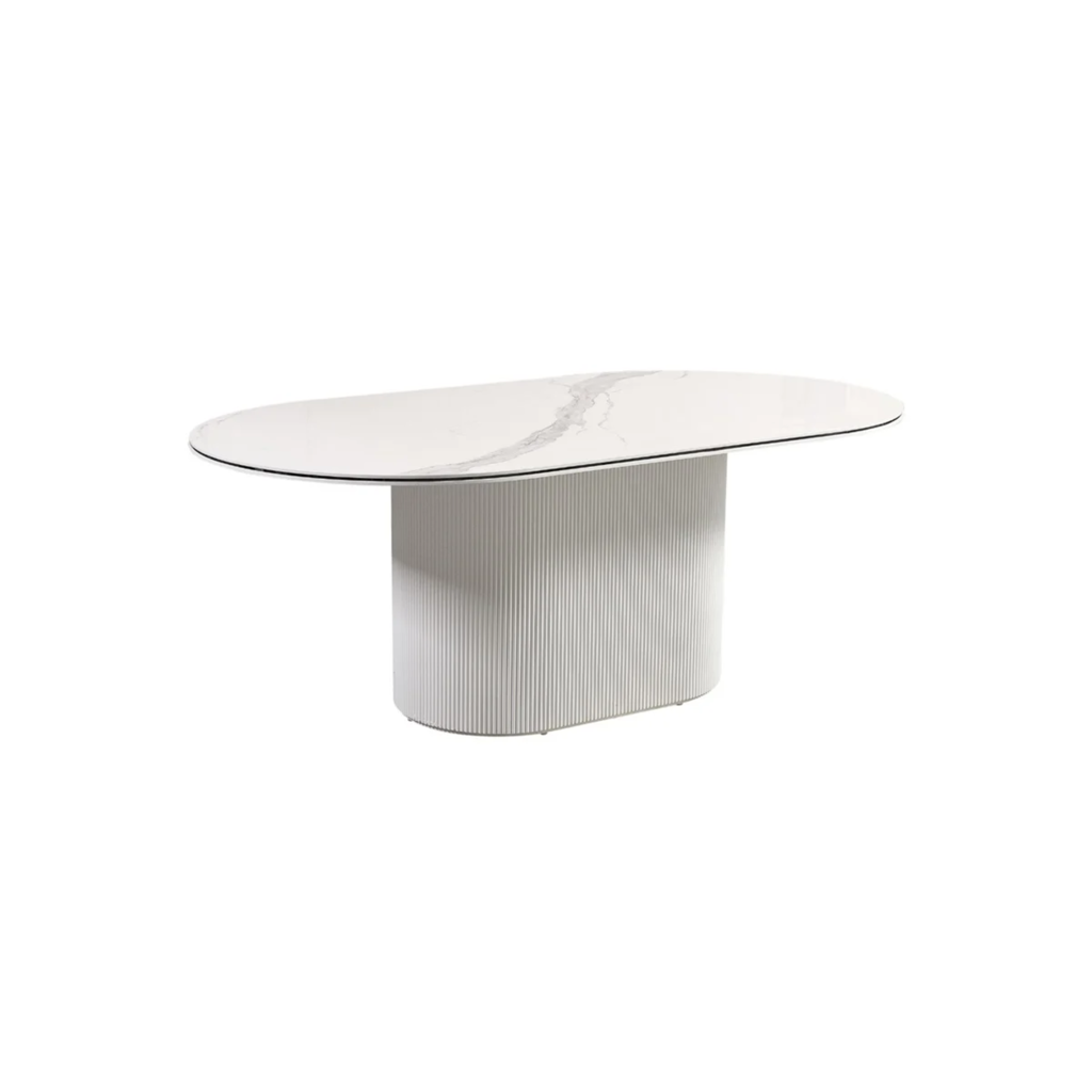 AQUA Esstisch V1 Weiß/Schwarz Weiß CERAMIC