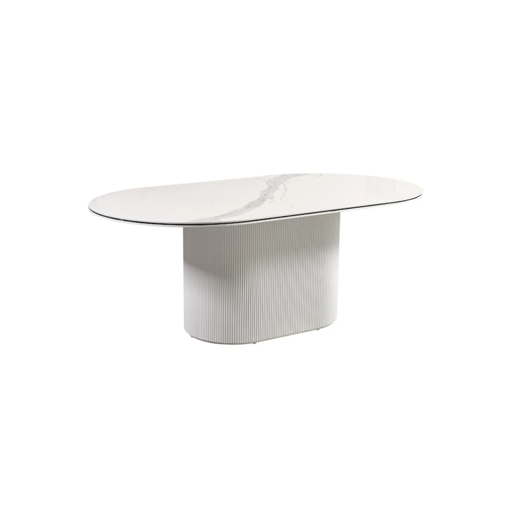 AQUA Esstisch V1 Weiß/Schwarz Weiß CERAMIC