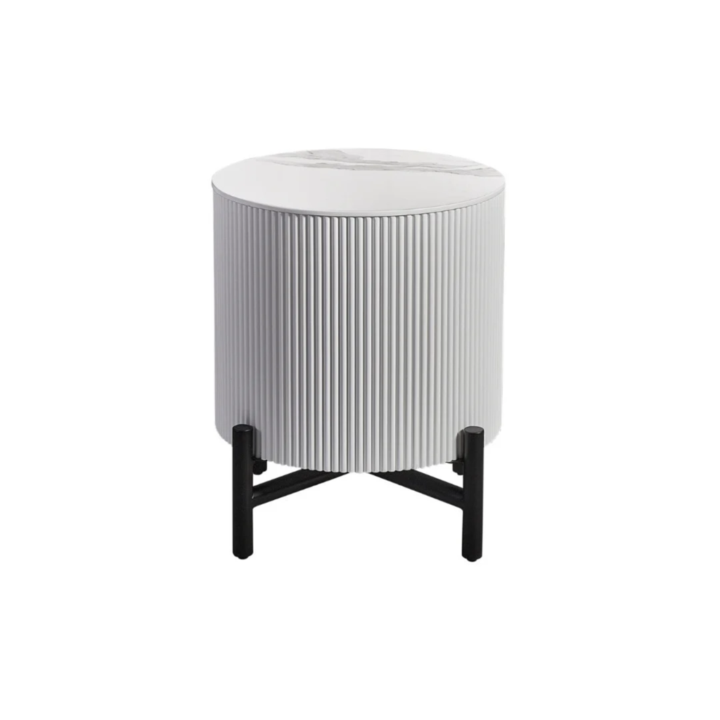 AQUA BIJZETTAFEL WHITE/BLACK CNC 45 ROND WHITE