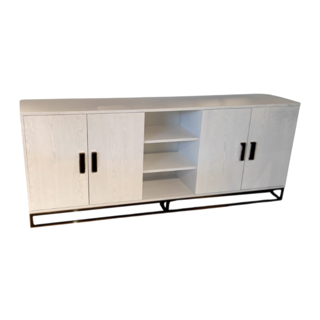 CREMEFURNIER-SIDEBOARD 208X45X83 MIT SCHWARZEN AKZENTEN