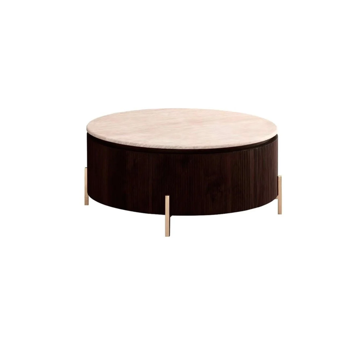 FOSTER BRUIN SALONTAFEL 100 ROND FLINTSTONE FAUX  MARBLE TOP