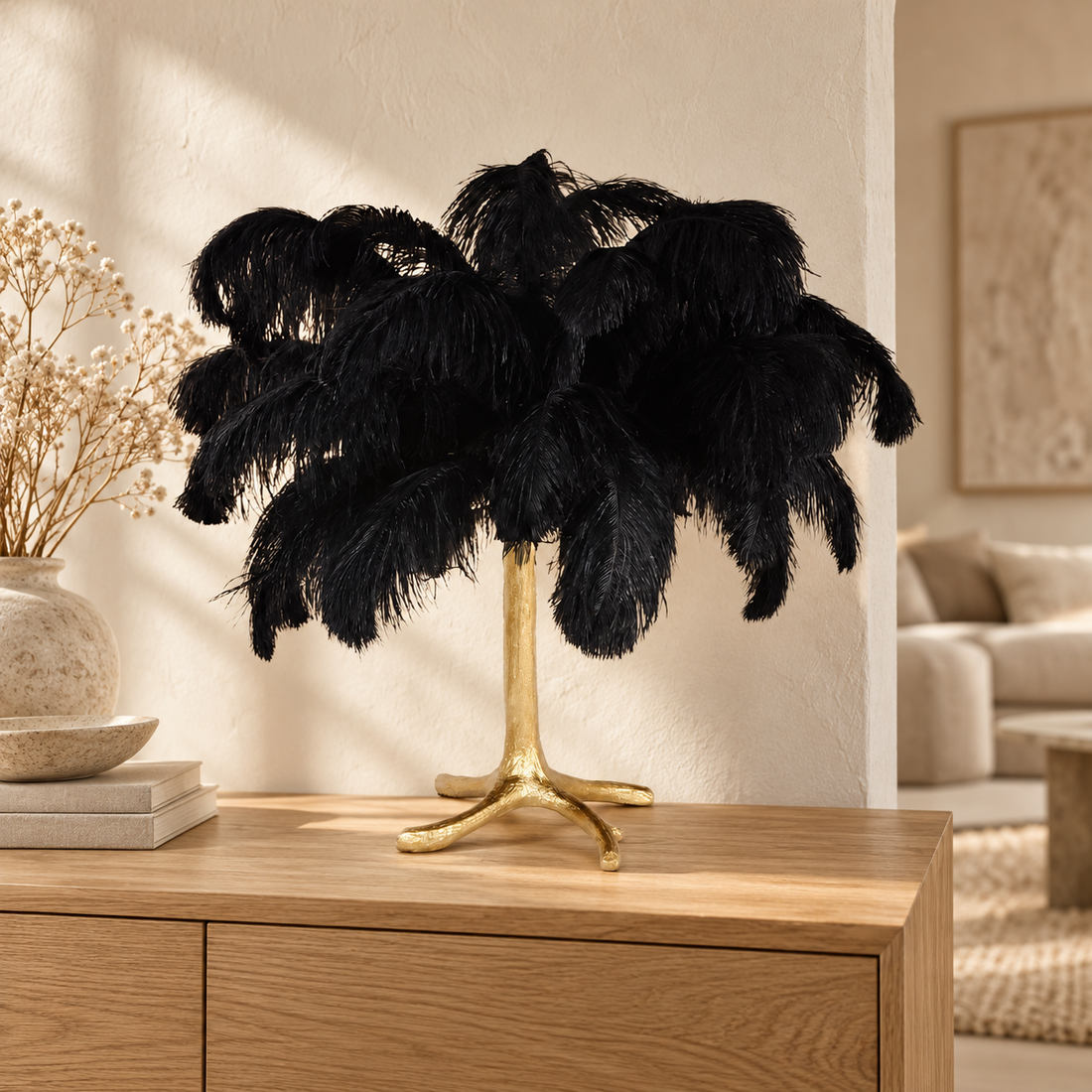 Tafellamp Feather – AI-sfeerimpressie