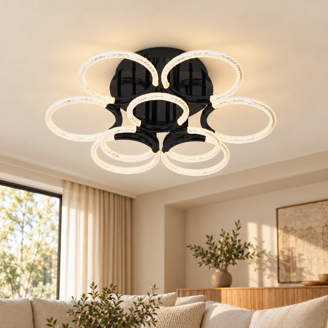 Plafondlamp Doriana – AI-sfeerimpressie