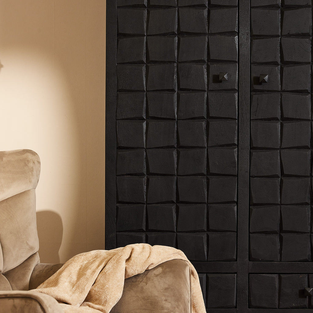 Schrank Brandy Black | 2 Türen 4 Schubladen