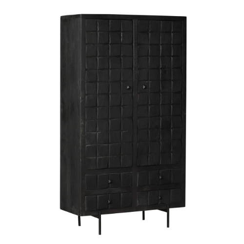 Schrank Brandy Black | 2 Türen 4 Schubladen