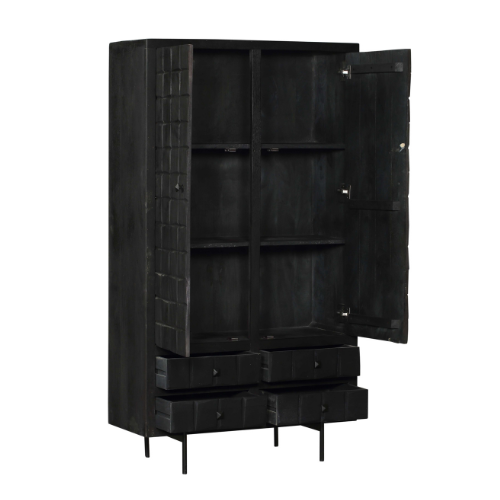 Schrank Brandy Black | 2 Türen 4 Schubladen