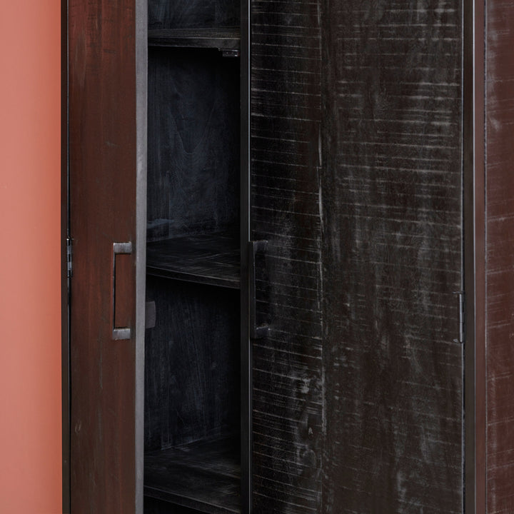 Schrank Denver Schwarz | Mangoholz und Stahl | 90 cm