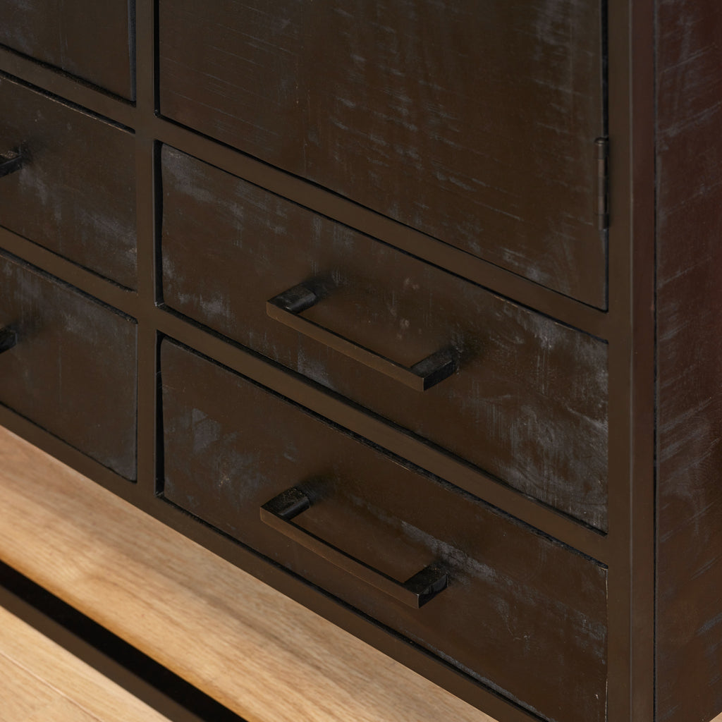 Schrank Denver Schwarz | Mangoholz und Stahl | 90 cm