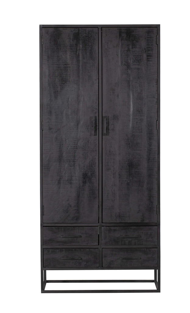 Schrank Denver Schwarz | Mangoholz und Stahl | 90 cm