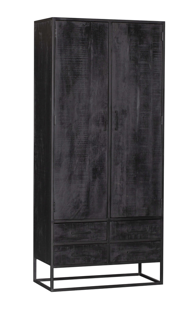 Schrank Denver Schwarz | Mangoholz und Stahl | 90 cm