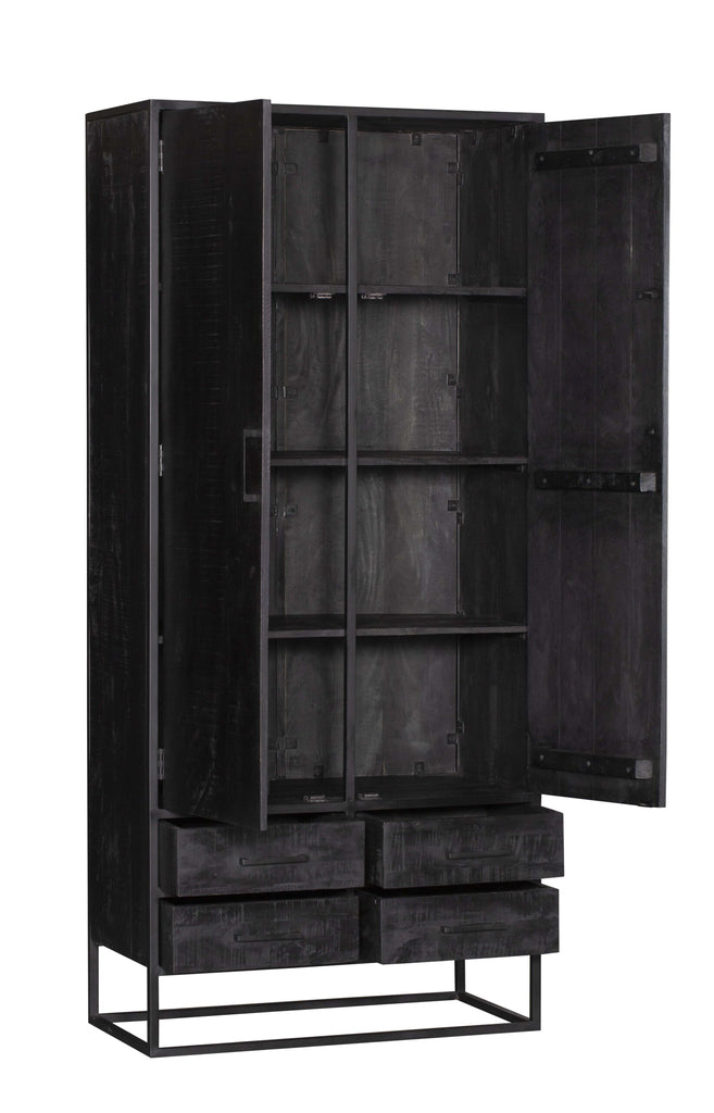 Schrank Denver Schwarz | Mangoholz und Stahl | 90 cm