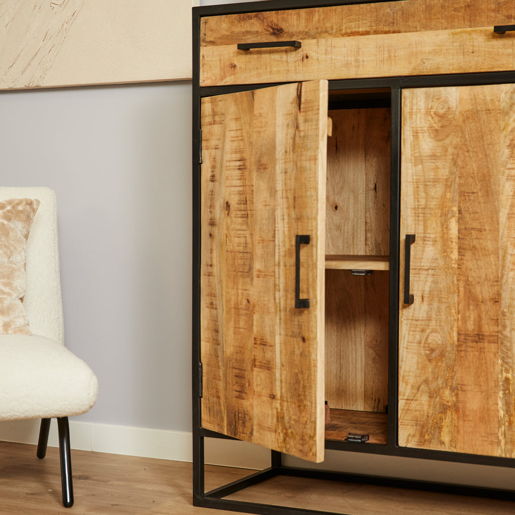 Schrankschrank Denver | Mangoholz und Stahl | 100 cm