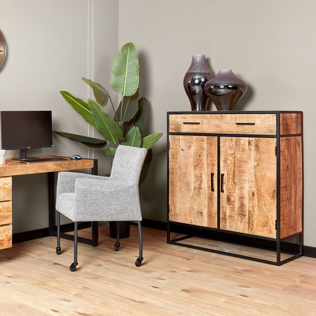 Schrankschrank Denver | Mangoholz und Stahl | 100 cm