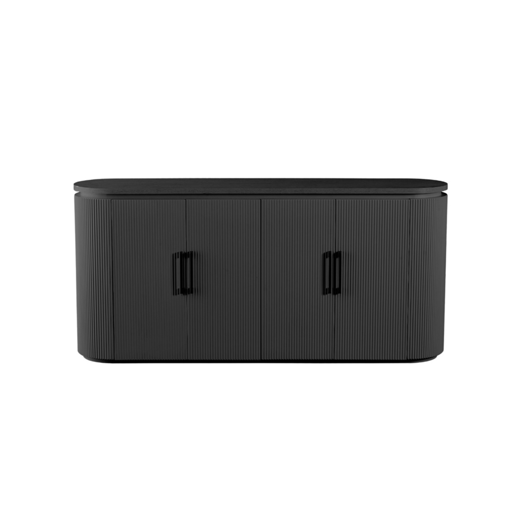 Kommode Kimberly 180x40x85 + Schwarz Fischgrätmuster Uni