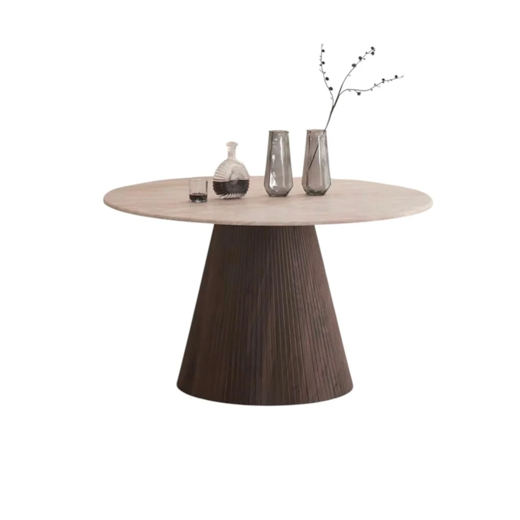 KIMBERLY EETTAFEL 130 ROND FLINTSTONE FAUX MARBLE TOP