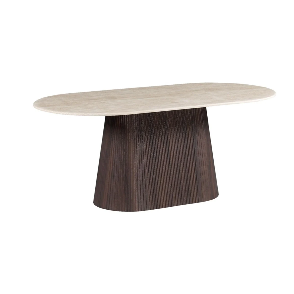 KIMBERLY EETTAFEL OVAL FLINTSTONE FAUX MARBLE TOP