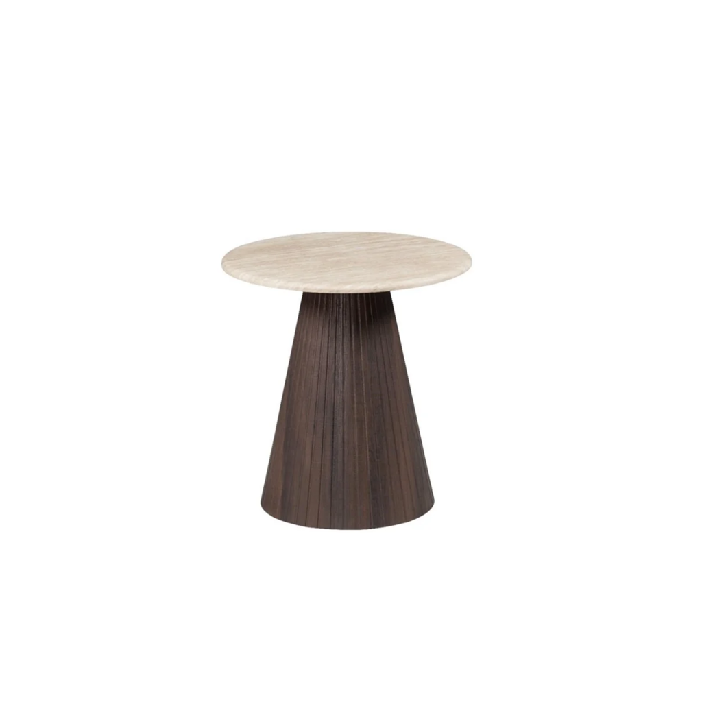 KIMBERLY BROWN BIJZETTAFEL 55 ROND FLINTSTONE FAUX  MARBLE TOP