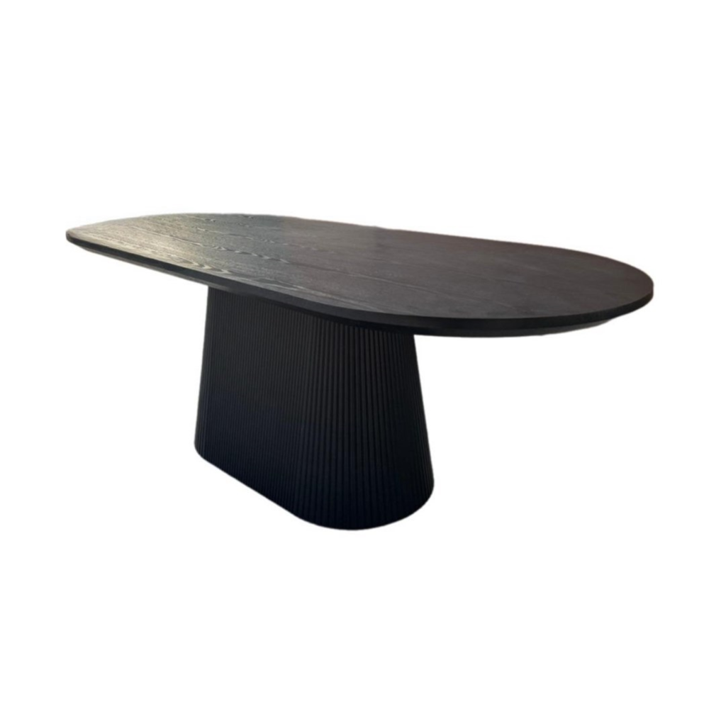 KIMBERLY EETTAFEL 160X90 BLACK FINEER PLAIN