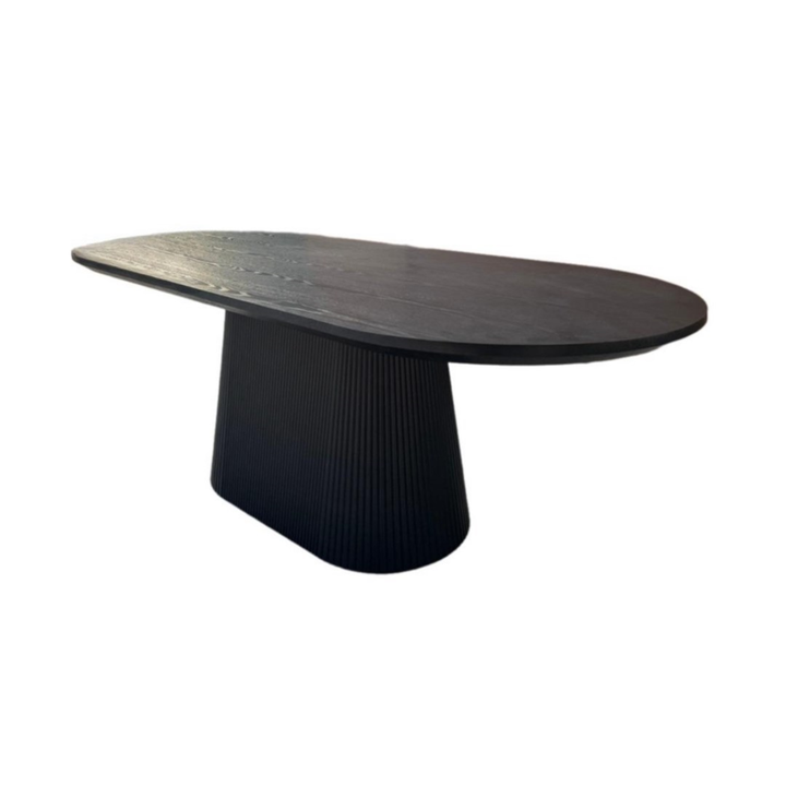 KIMBERLY EETTAFEL 160X90 BLACK FINEER PLAIN