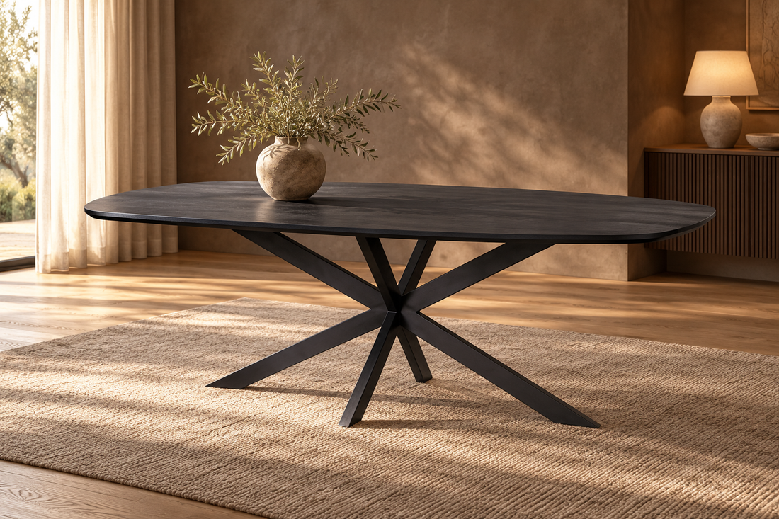 Eettafel Elegance zwart – sfeerimpressie in warm interieur