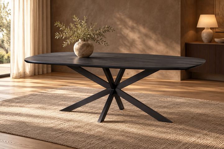 Eettafel Elegance zwart – sfeerimpressie in warm interieur