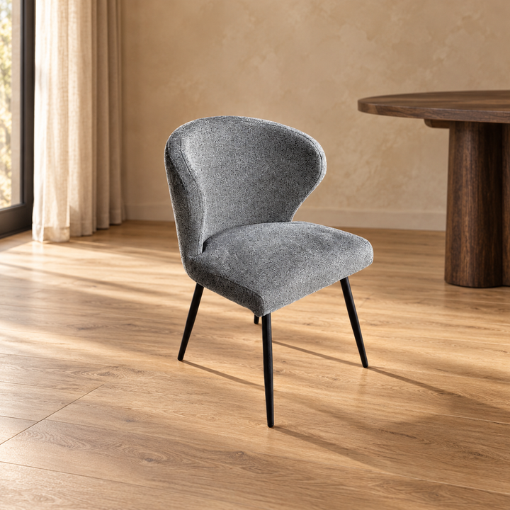 CHAIR KAREN BLACK LEGS + DARK GREY TEXERE – sfeerimpressie