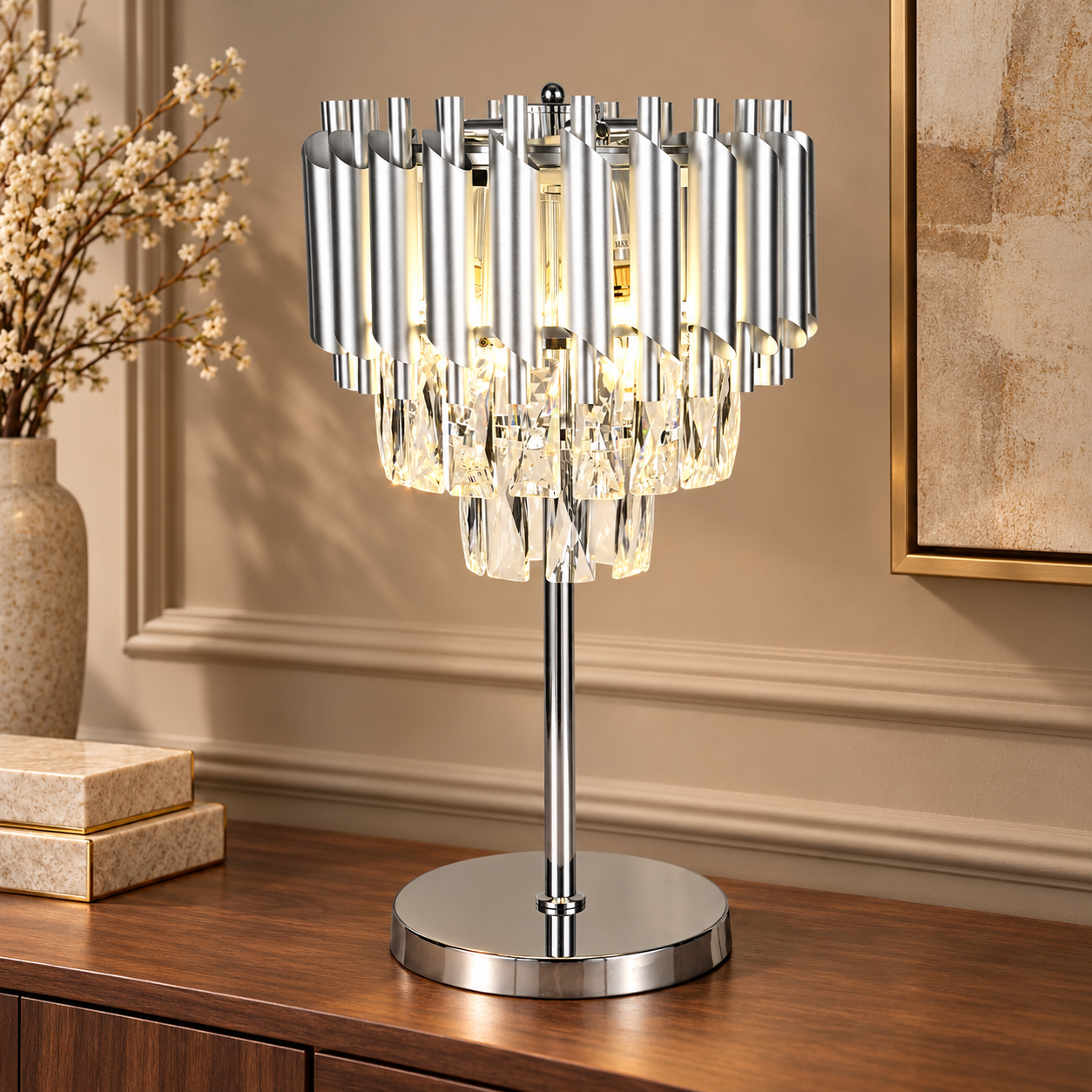 TAFEL LAMP QL10622 SH040 SILVER – sfeerimpressie