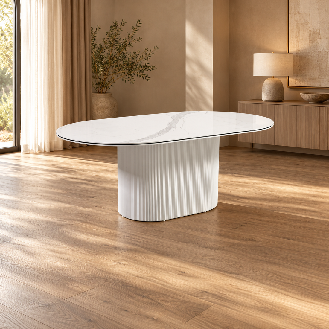 AQUA EETTAFEL V1 WHITE/BLACK WHITE CERAMIC – sfeerimpressie