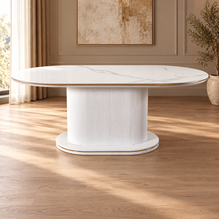 AQUA EETTAFEL GOLD 200X110X76 WHITE KERAMIEK – sfeerimpressie