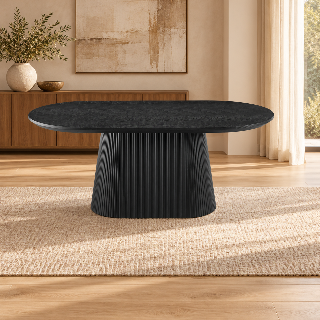 KIMBERLY EETTAFEL ZWART VISGRAAT – sfeerimpressie