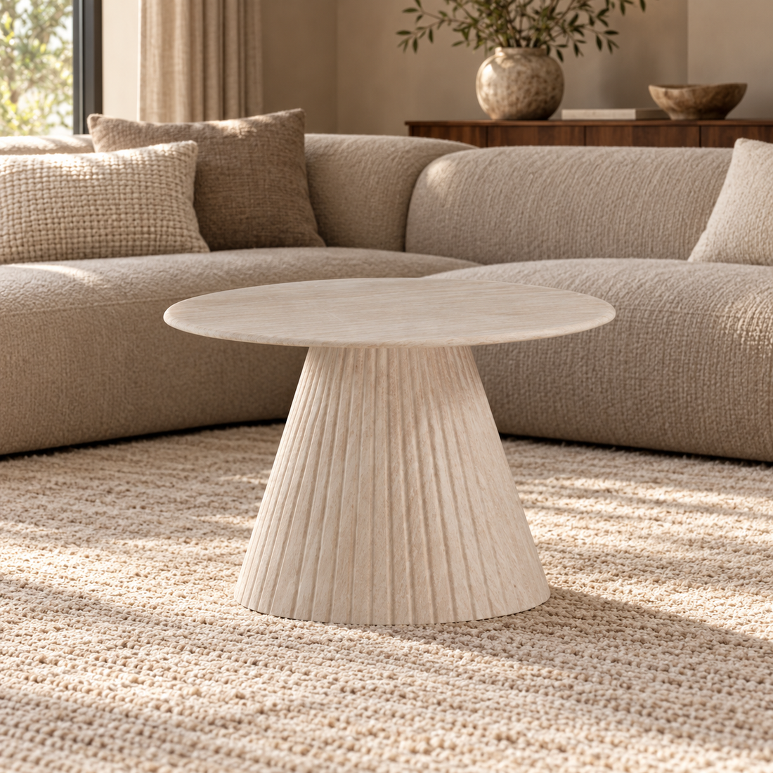KIMBERLY SALOINTAFEL 110 ROND FLINTSTONE FAUX  MARBLE TOP – sfeerimpressie
