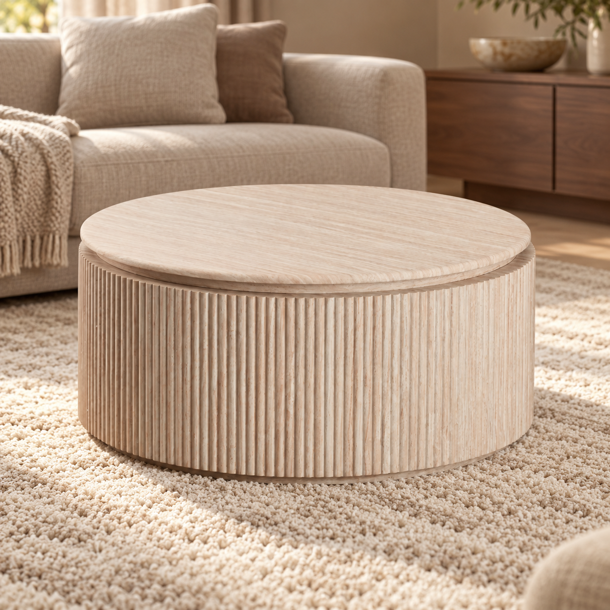KIMBERLY SALONTAFEL BLOCCI 100  ROND FLINTSTONE FAUX  MARBLE TOP – sfeerimpressie