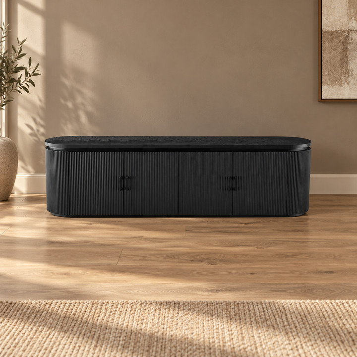 KIMBERLY TV MEUBEL 200X40X55 + BLACK VENEER PLAIN – sfeerimpressie