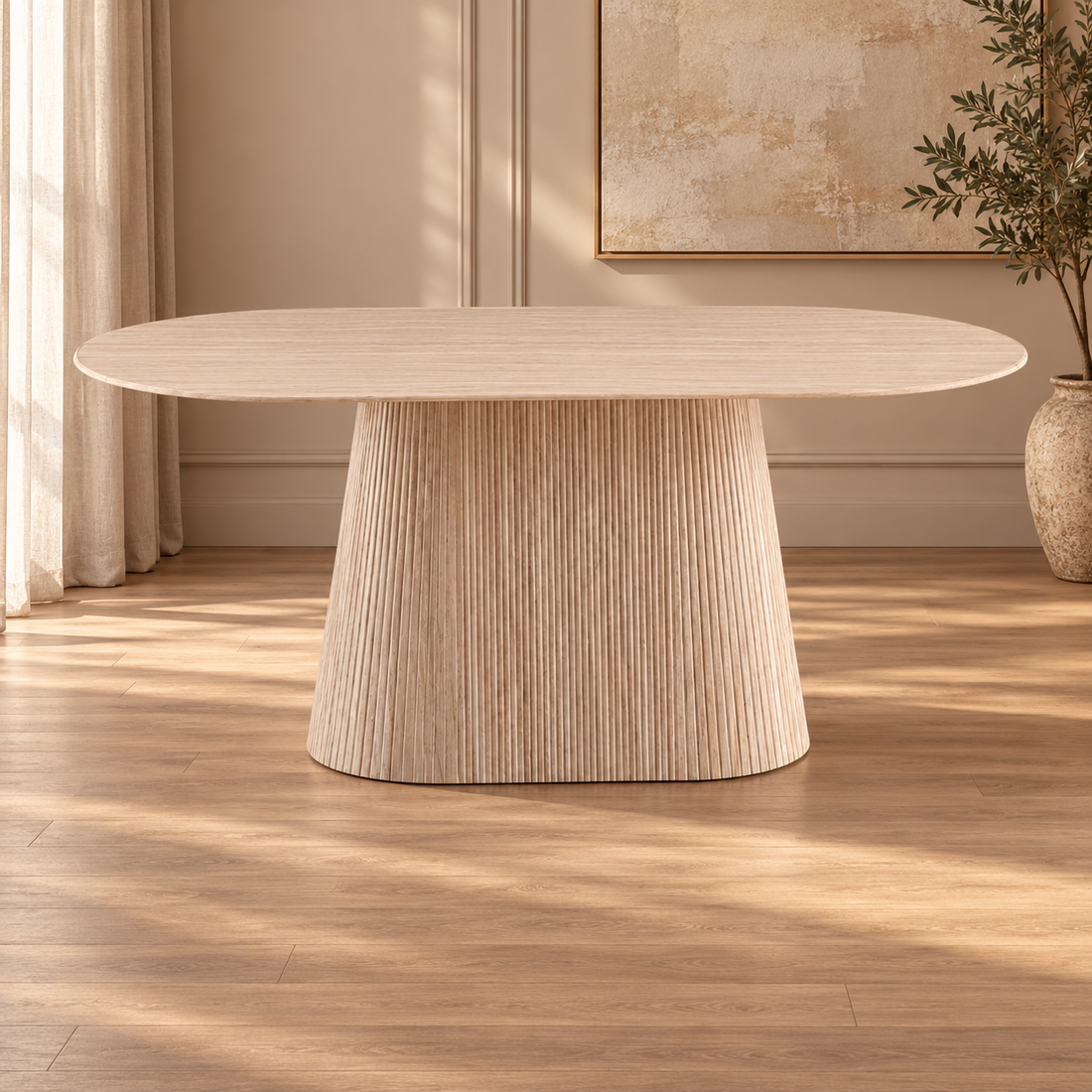 KIMBERLY EETTAFEL OVAL 220X110X75 FLINTSTONE FAUX  MARBLE TOP – sfeerimpressie