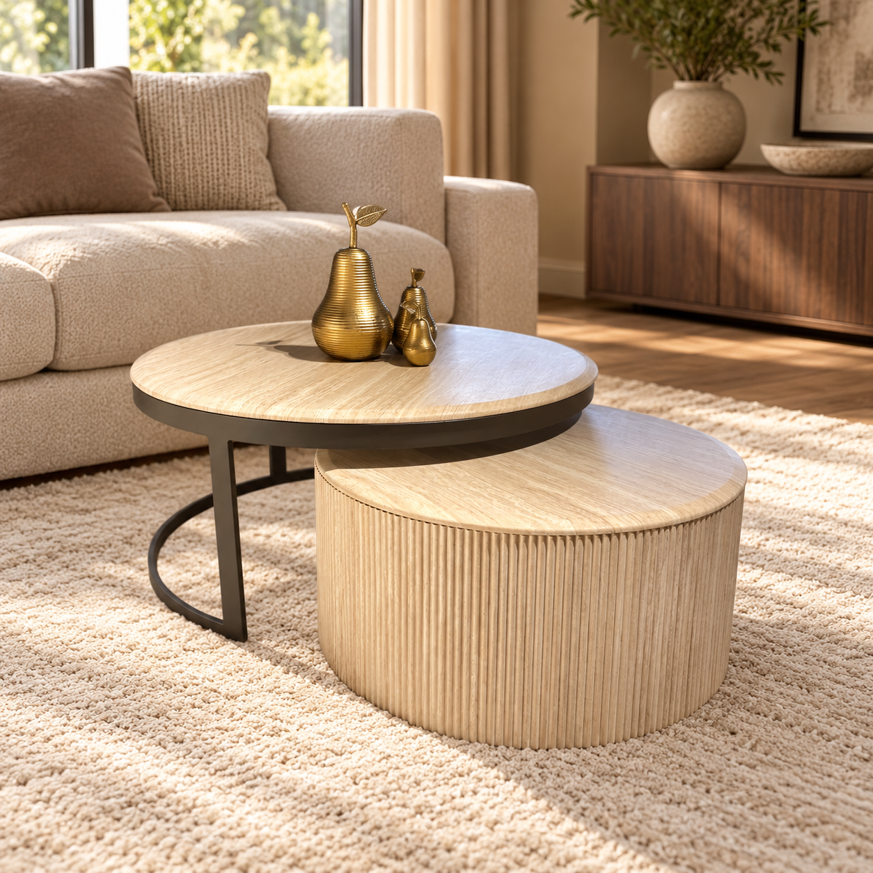 FOX SALONTAFEL SET FLINTSTONE FAUX MARBLE TOP – sfeerimpressie