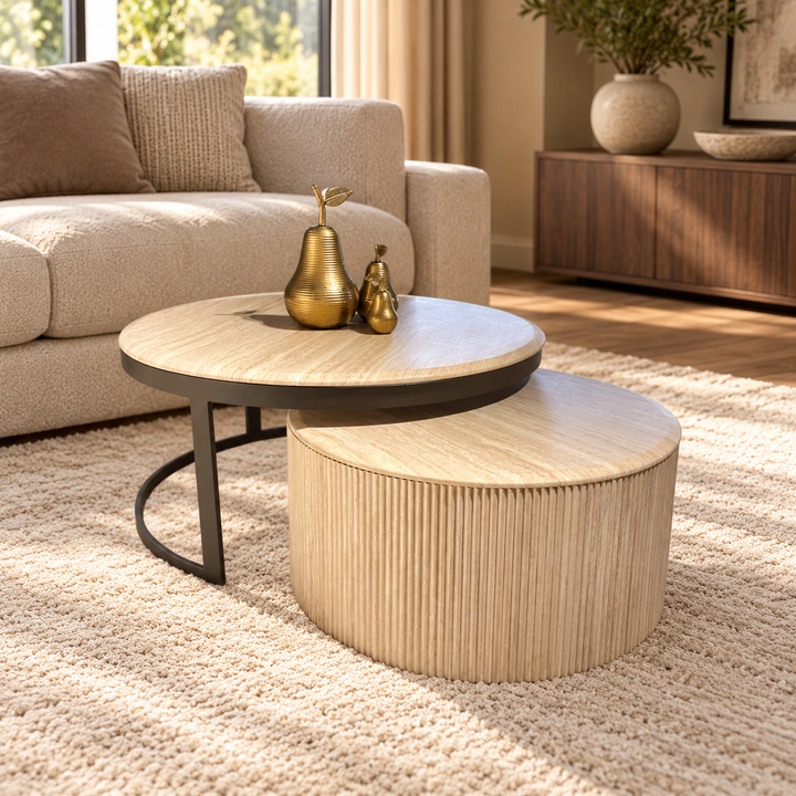 FOX SALONTAFEL SET FLINTSTONE FAUX MARBLE TOP – sfeerimpressie
