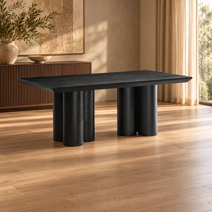 ROYAL EETTAFEL 200X100X76 ZWART FINEER – sfeerimpressie