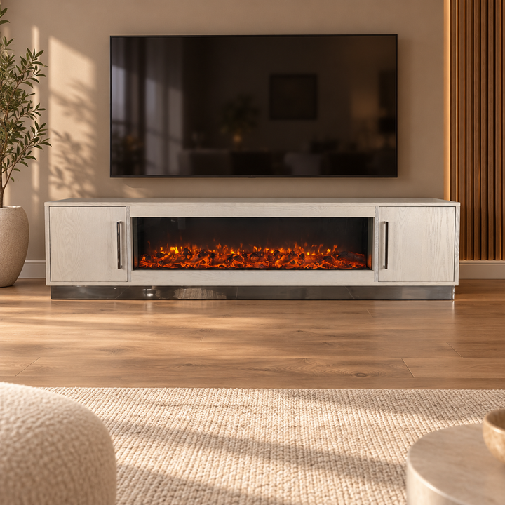 ZWART FINEER TV MEUBEL inc SFEERHAARD 208X45X83 – sfeerimpressie