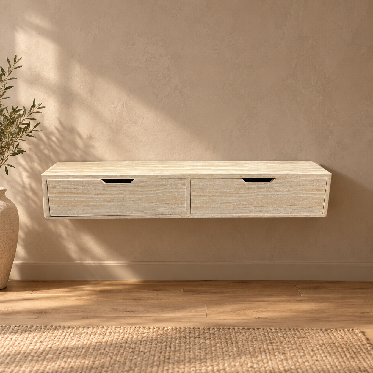 ZWEVENDE KAST FLINSTONE FINEER 120X24X20 – sfeerimpressie