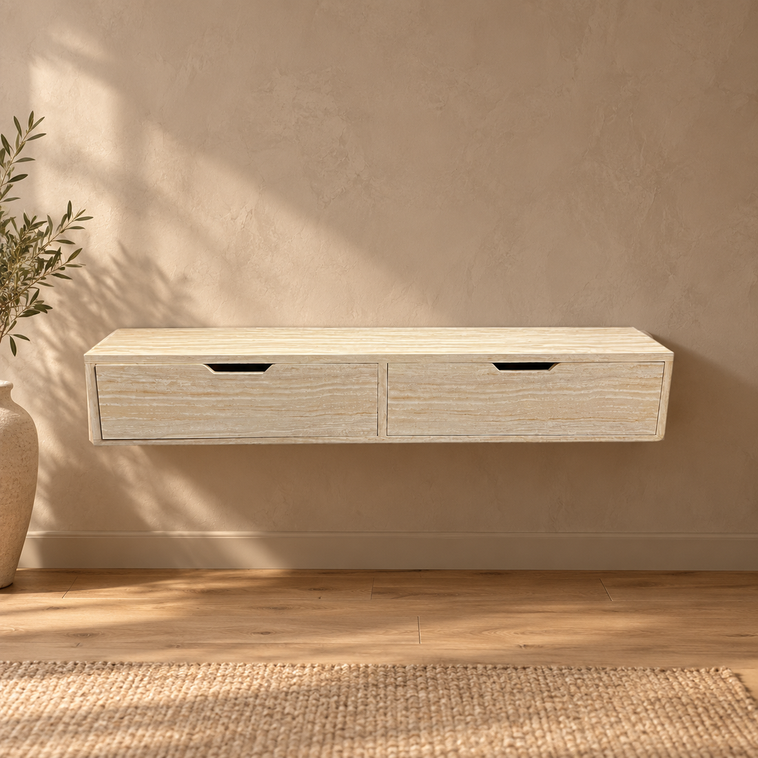 ZWEVENDE KAST FLINSTONE FINEER 120X24X20 – sfeerimpressie